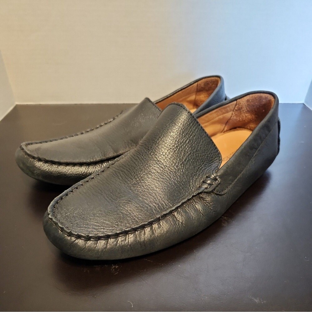Nordstrom Rack Men's Shoes 8.5M Black Leather Driving Loafer Moccasins Comfort